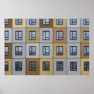 White and beige building windows poster
