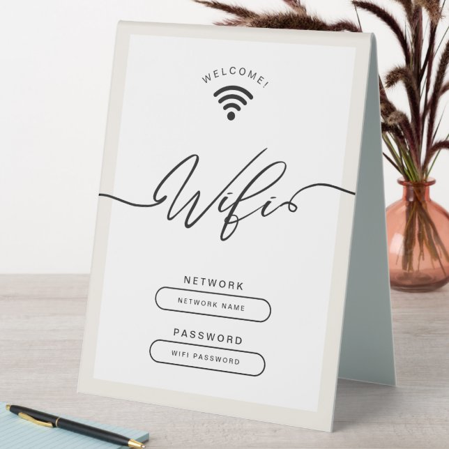 White and Beige Minimalist Simple Wifi Zone (In SItu (Table))