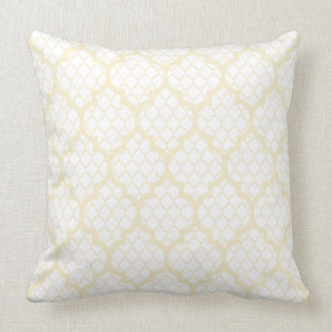 White And Beige Quatrefoil Geometric Pattern 2 Cushion