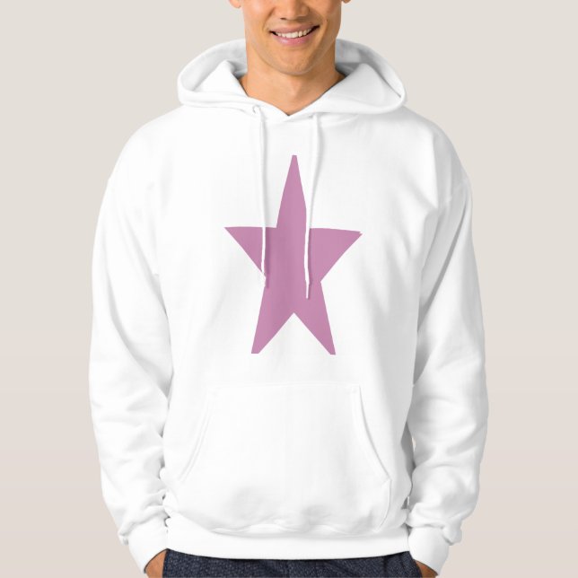 White and big pink star hoodies for men’s  (Front)