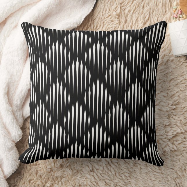 White and Black abstract line pattern   Cushion (Blanket)