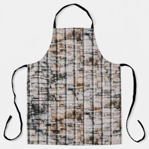 White and black abstract painting apron