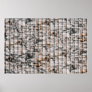 White and black abstract painting poster