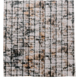 White and black abstract painting shower curtain