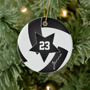 White and Black All Star Volleyball Ceramic Ornament