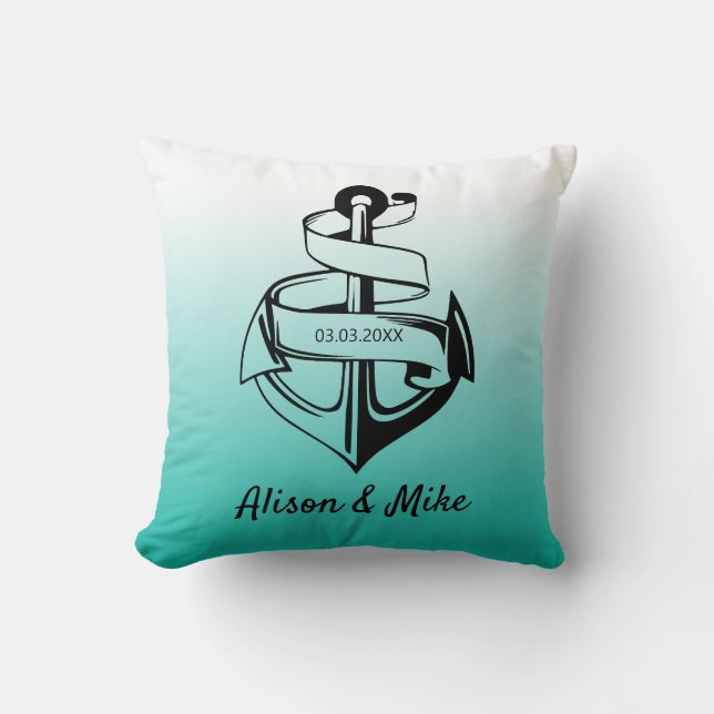 White And Black Anchor Cushion (Front)