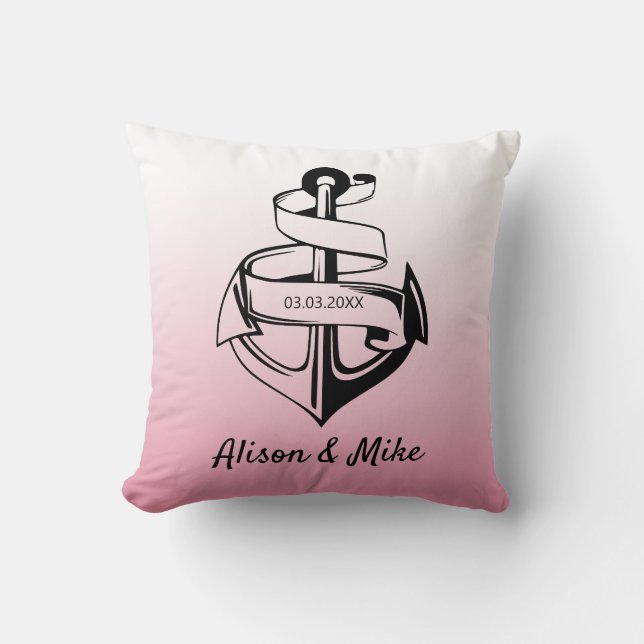 White And Black Anchor Cushion (Front)