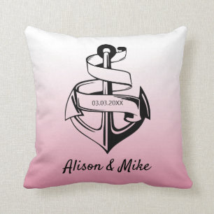 White And Black Anchor Cushion
