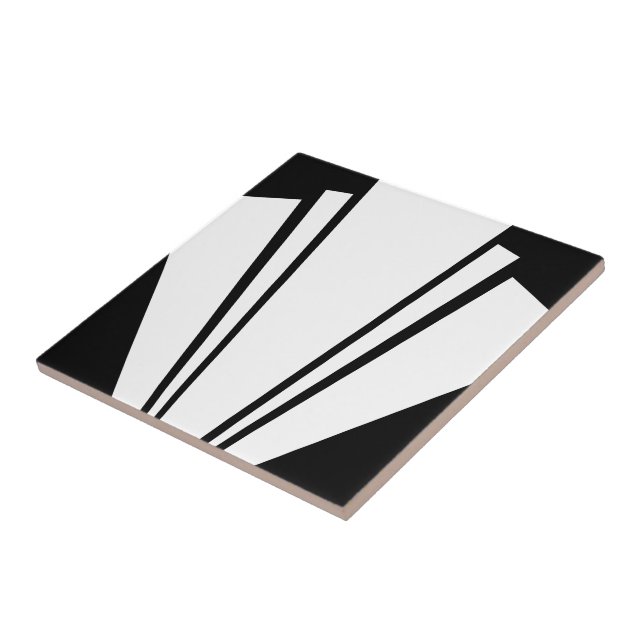 White And Black Art Deco Design Ceramic Tile (Side)