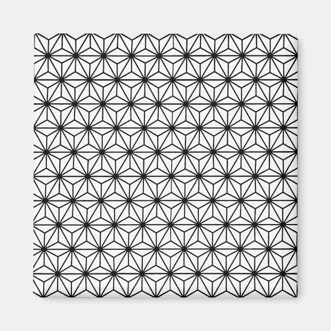 White and Black Art Deco Style Triangles Pattern Magnet (Front)