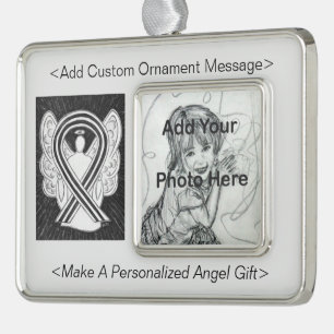 White and Black Awareness Ribbon Angel Ornament