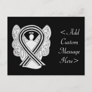 White and Black Awareness Ribbon Angel Postcard