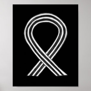 White and Black  Awareness Ribbon Angel Poster