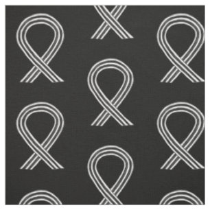 White and Black Awareness Ribbon Fabric Material