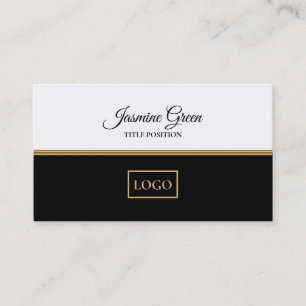 White And Black Background Gold Line Business Card