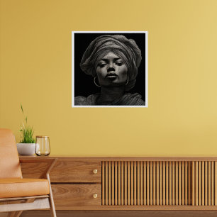 White and Black, Black woman proud portrait Poster