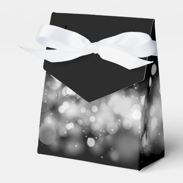 White and Black Bokeh Party Favour Box (Front Side)
