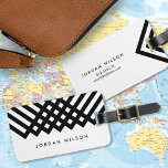 White and Black Bold Minimalist Geometric Luggage Tag<br><div class="desc">Stand out from all the other luggage at the baggage claim with this bold white and black bag tag featuring a minimalist geometric design. Personalise this tag with your information and for more options such as to change the font and it's size click the "Customise it" button. *Please note that...</div>