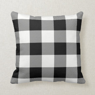 White and Black Buffalo Check Cushion