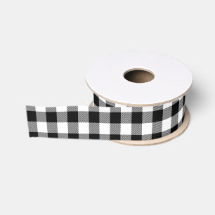 White and Black Buffalo Check Grosgrain Ribbon