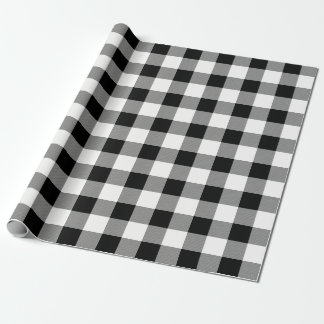 White and Black Buffalo Check Plaid - Gift Wrap