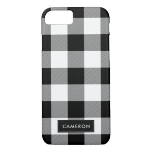 White and Black Buffalo Check Plaid - Phone Case