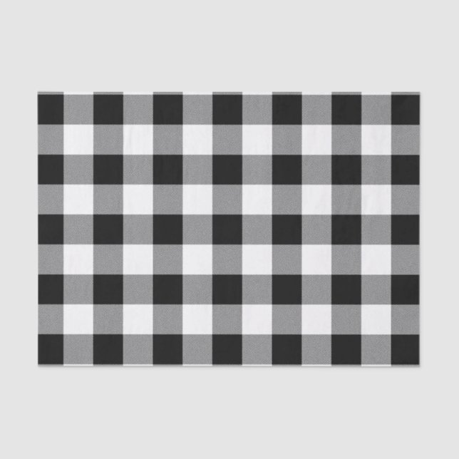 White and Black Buffalo Check Plaid - Tissue Paper (Front)