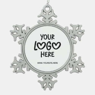 White and Black Business Logo Site Snowflake Pewter Christmas Ornament