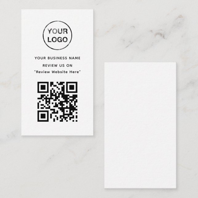 White and Black Business Review Card (Front/Back)