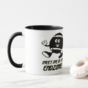 White and Black Cartoon Football Mug