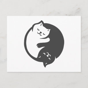White and black cat Yin-Yang - Choose back colour Postcard