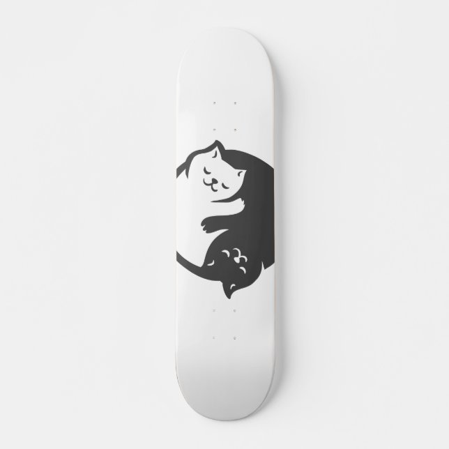 White and black cat Yin-Yang - Choose back colour Skateboard (Front)