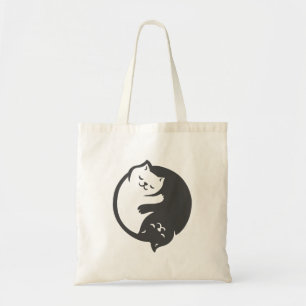 White and black cat Yin-Yang - Choose back colour Tote Bag