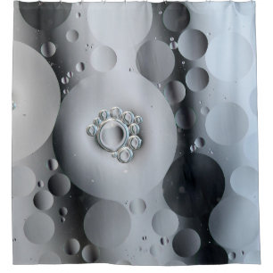 White and black ceramic plate shower curtain