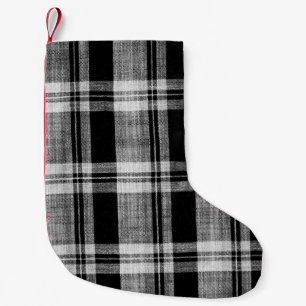 White and black checkered plaid fabric texture for small christmas stocking