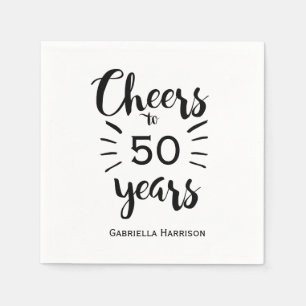White and Black Cheers to 50 Years Napkin