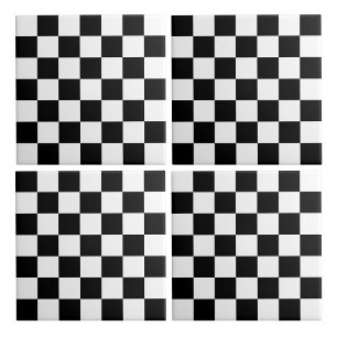 White and Black Chequered Ceramic Tile