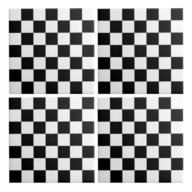 White and Black Chequered Ceramic Tile (White and Black Checkered Ceramic Tiles)