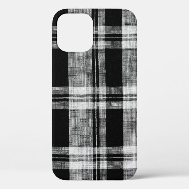 White and black chequered plaid fabric texture for Case-Mate iPhone case (Back)