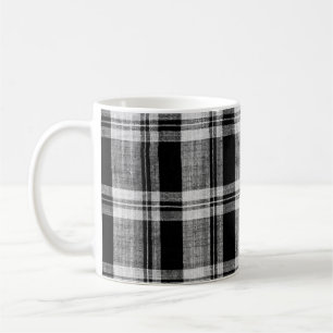 White and black chequered plaid fabric texture for coffee mug