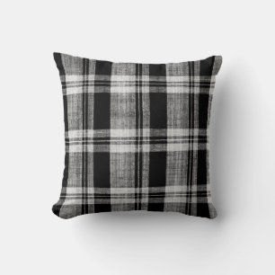 White and black chequered plaid fabric texture for cushion