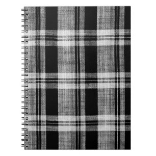 White and black chequered plaid fabric texture for notebook