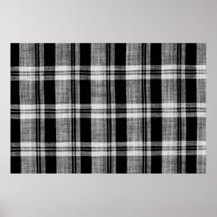 White and black chequered plaid fabric texture for poster