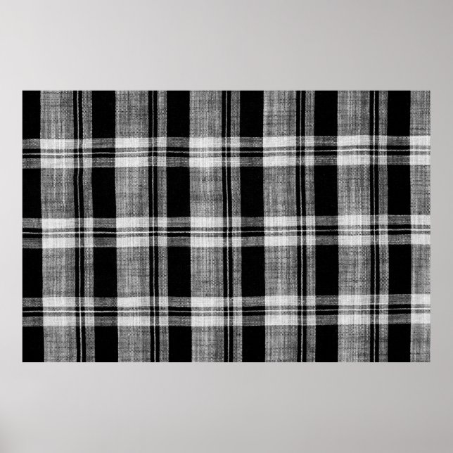 White and black chequered plaid fabric texture for poster (Front)