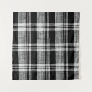 White and black chequered plaid fabric texture for tapestry
