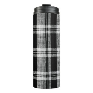White and black chequered plaid fabric texture for thermal tumbler