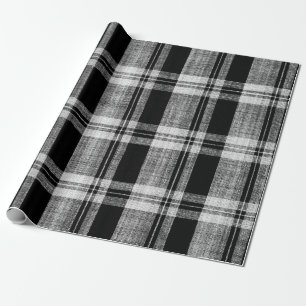 White and black chequered plaid fabric texture for wrapping paper