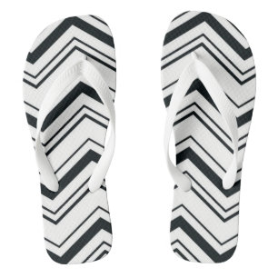 White and Black Chevron Thongs