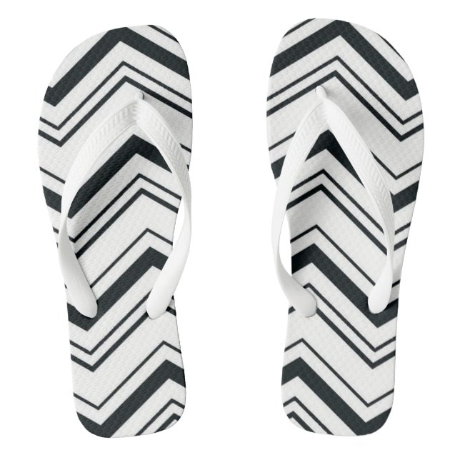White and Black Chevron Thongs (Footbed)