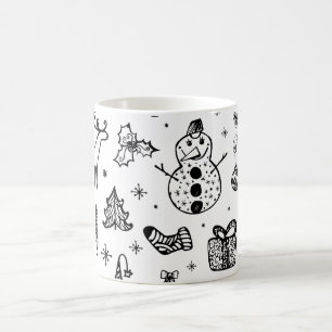 White and Black Christmas Coffee Mug